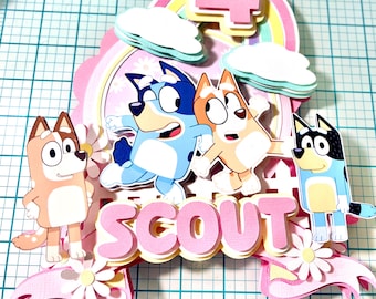 Bingo azul perro pastel Topper perro fiesta decoraciones azul perro cumpleaños pastel decoraciones azul perro cumpleaños azul pastel topper