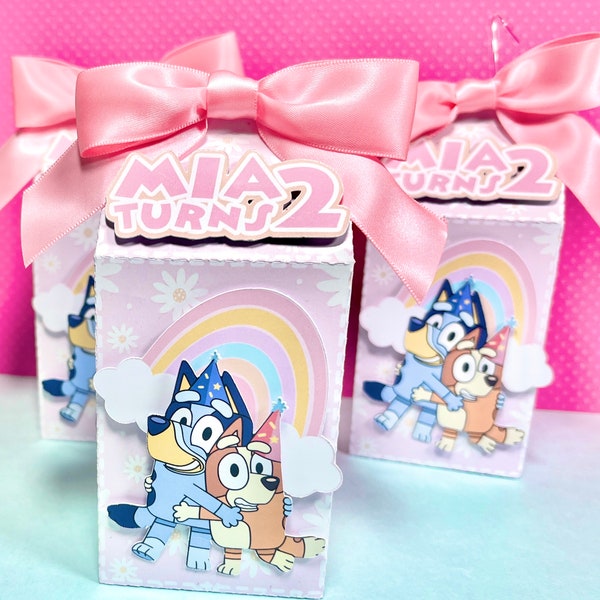 Bluey Dog Pink Blue themed Milk Carton favor boxes props Party bluey Birthday 1st Birthday bluey pink blue Decorations, kids party decor