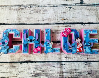 Lettere 3D di Lilo e Stitch, festa di compleanno di Stitch, tema di compleanno di Lilo