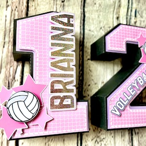 Pink Volleyball 3D Letters, Girls Volleyball Birthday Party