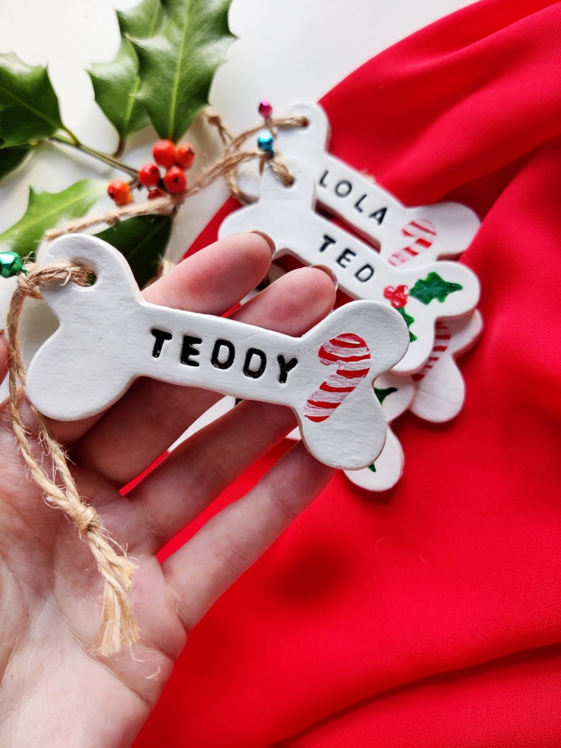 Personalised Dog Bone Christmas Tree Decoration Clay Bone Etsy