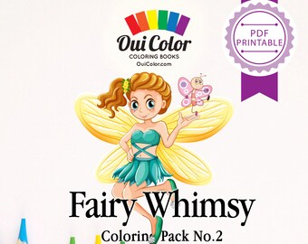 Fairy, Fae, Forest, Toadstool, Fantasy, Magical Fairy, Printable Adult Coloring Page, Instant download | Fairy Whimsy: Coloring Pack No.2