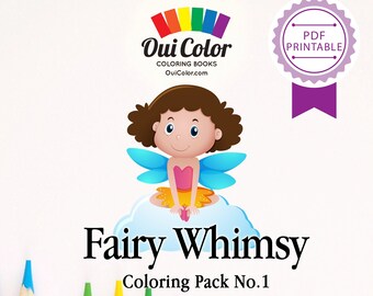 Printable Adult Coloring Page, Instant download, Fairy, Fae, Forest, Toadstool, Fantasy, Magical Fairy | Fairy Whimsy: Coloring Pack No.1