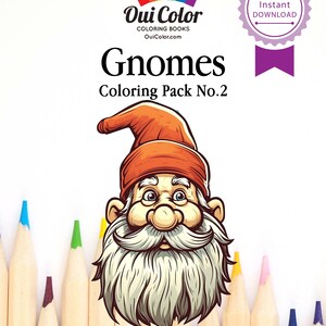 10 Gnome Coloring Page Adult | Instant Download-Gnome downloadable | Printable PDF, Gnomes Grayscale Coloring | Gnomes Pk No.2