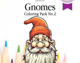 10 Gnome Coloring Page Adult | Instant Download-Gnome downloadable | Printable PDF, Gnomes Grayscale Coloring | Gnomes Pk No.2
