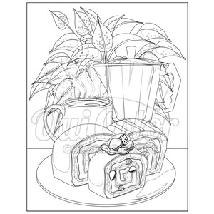 Printable CUPCAKES Bakery Coloring Page Dessert: Coloring Pack No.2 image 2