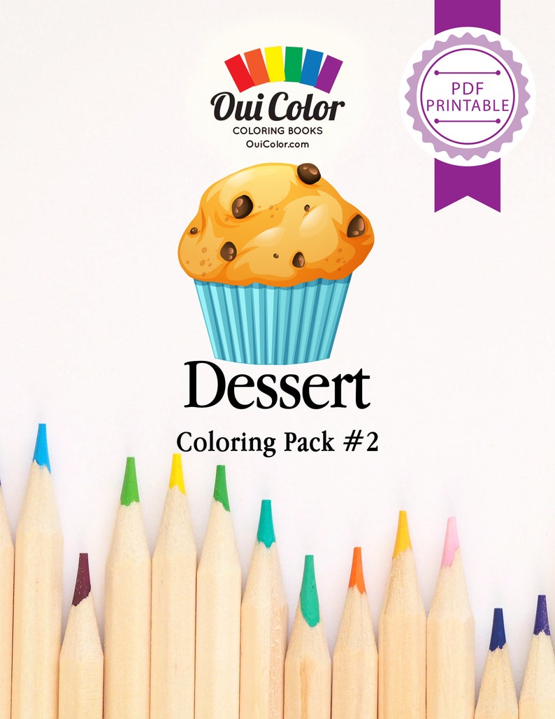 Printable CUPCAKES Bakery Coloring Page Dessert: Coloring Pack No.2 image 1
