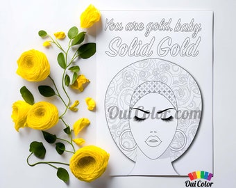 Black Girl Magic - Printable Adult Coloring Melanin Magic, Instant Download, Black Quotes | Black Girl Magic: Coloring Page No.4