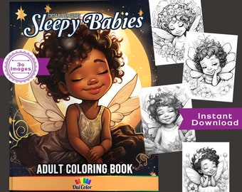 30 Beautiful Sleepy Fairy Babies  | A Mythical Coloring Book | Cocoa Butter Fairies Sleepy Babies Adult Coloring Book