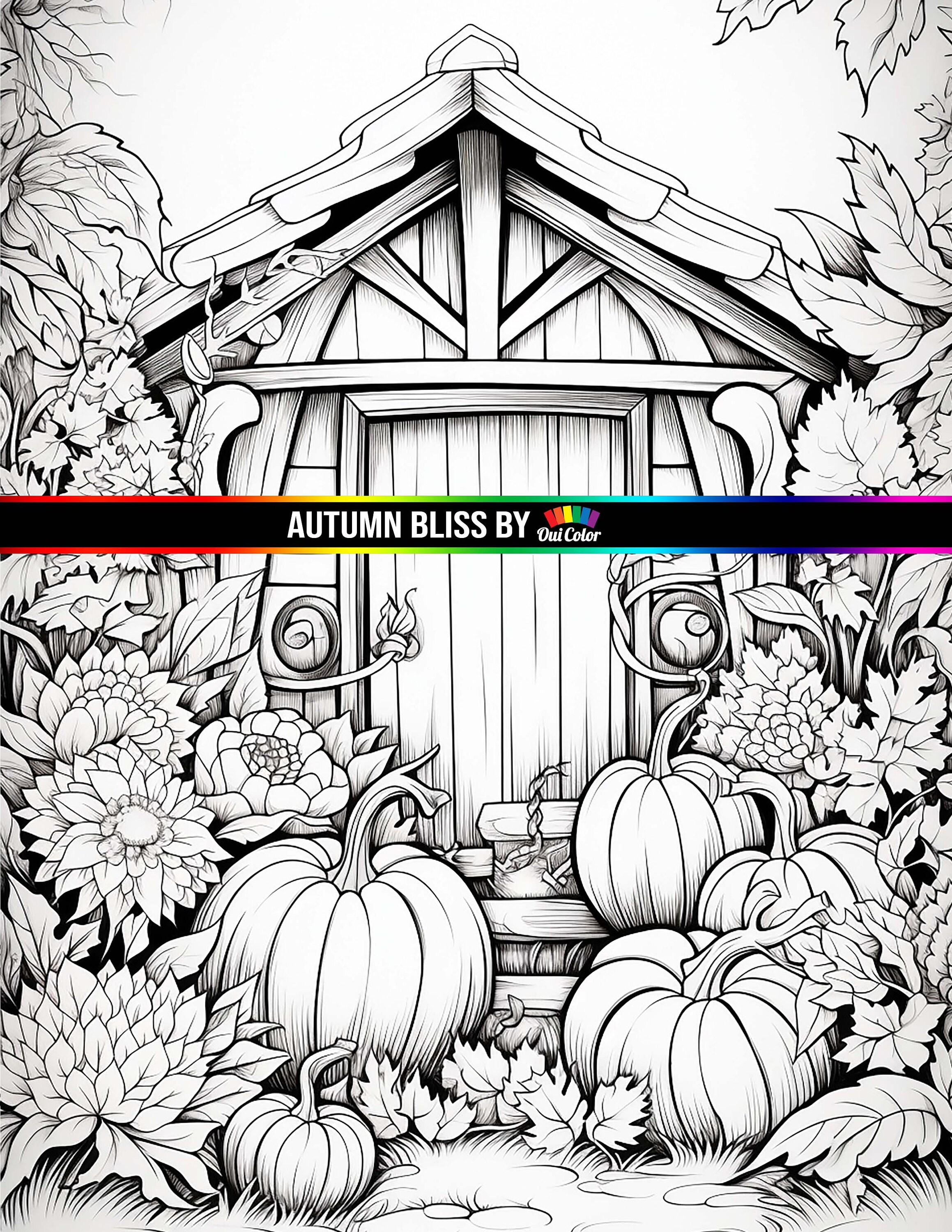 30 Autumn, Pumpkins, Orchards, Leaves Coloring Pages | Fantasy Coloring ...