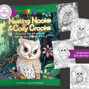 30 Baby Owl Coloring Pages | Fantasy Coloring Page Book | Grayscale coloring pages | Adult Coloring | INSTANT DOWNLOAD | Birds Coloring Page