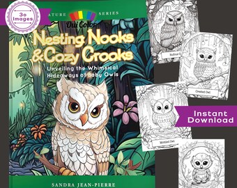 30 Baby Owl Coloring Pages | Fantasy Coloring Page Book | Grayscale coloring pages | Adult Coloring | INSTANT DOWNLOAD | Birds Coloring Page