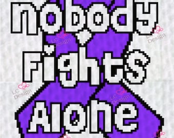 Nobody Fights Alone Cancer Ribbon - INSTANT DIGITAL DOWNLOAD - Corner 2 Corner Crochet Pattern