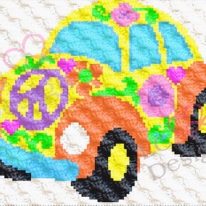 Peace Bug - Corner 2 Corner - C2C Crochet Pattern - INSTANT DOWNLOAD