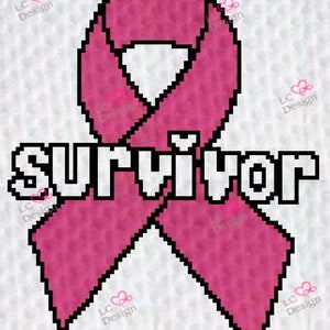 Survivor Cancer Ribbon - INSTANT DIGITAL DOWNLOAD - Corner 2 Corner Crochet Pattern