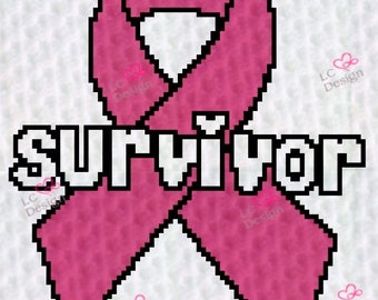 Survivor Cancer Ribbon - INSTANT DIGITAL DOWNLOAD - Corner 2 Corner Crochet Pattern