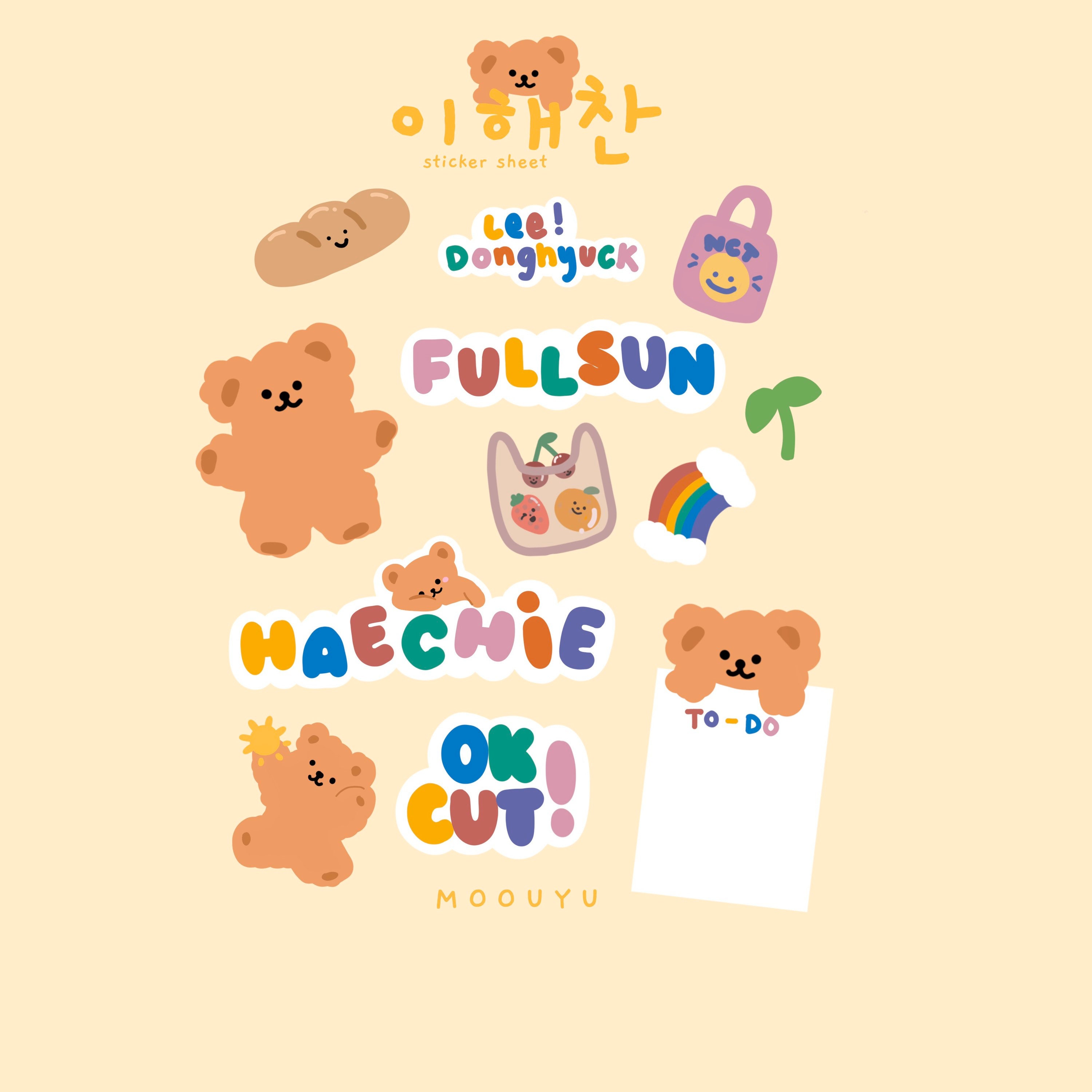 nct dream bear sticker sheet haechan jaemin jeno jisung etsy