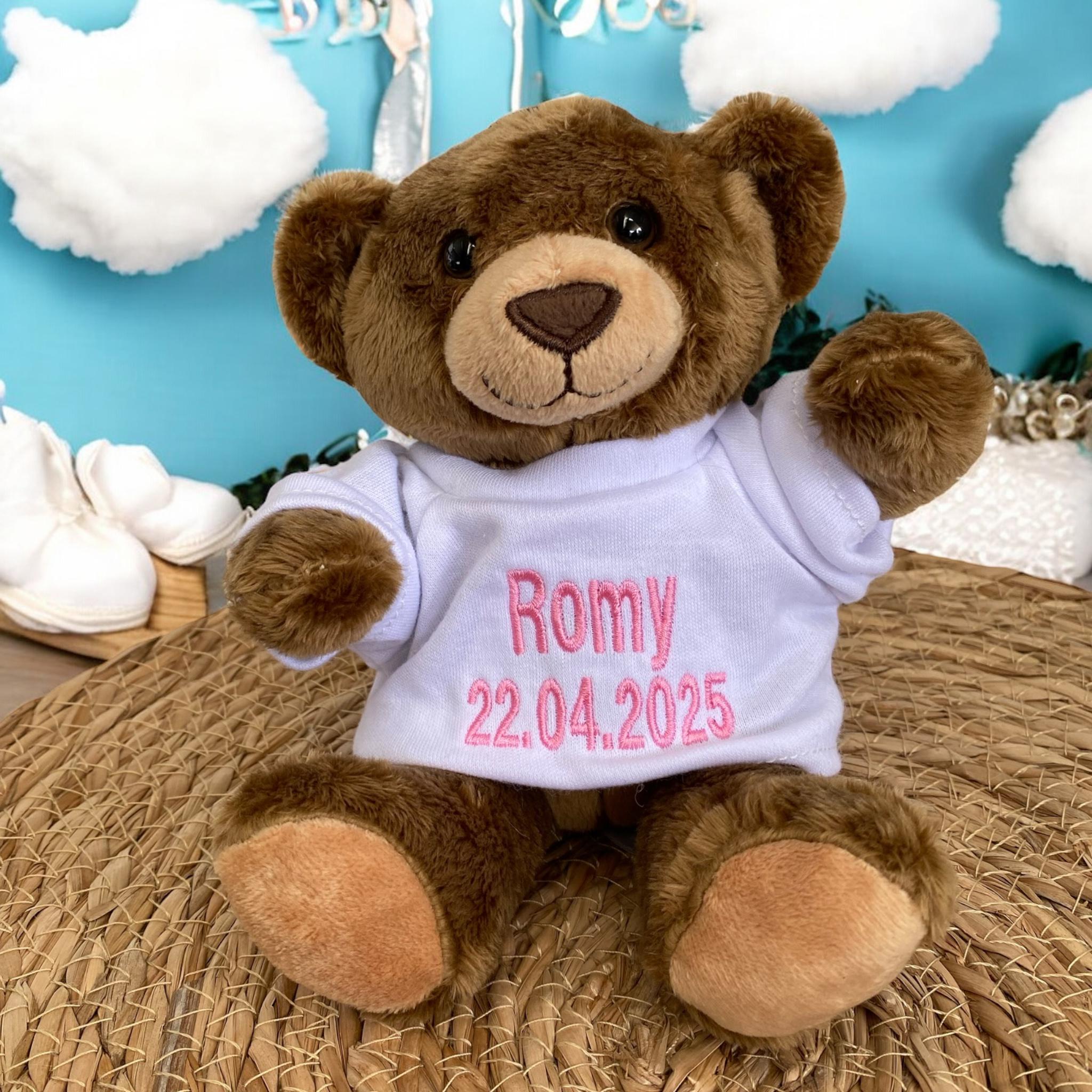 Orsacchiotto di peluche con nome e data di nascita, orsacchiotto personalizzato, orsacchiotto ricamato con nome, regalo di maternità personalizzato - Italia Orsacchiotto di peluche con nome e data di nascita, orsacchiotto personalizzato, orsacchiotto ricamato con nome, regalo di maternità personalizzato - Italia