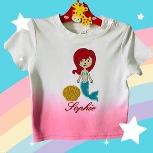 Meisjesshirt met zeemeermin | Gepersonaliseerd kindershirt | Meisjesshirt met naam | Zeemeermin shirtje | Geborduurd meisjesshirt zeemeermin