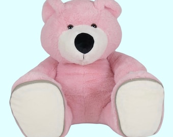 Geburt Kuschelbär mit Name und Geburtsdatum, personalisiertes Kuscheltier, bestickter rosa Bär, personalisiertes Mutterschaftsgeschenk