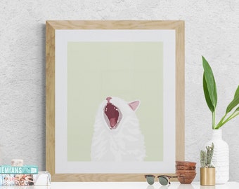 Cat Art Print Cat Lover Wall Art Yelling Cat Art Home Decor Art Cat Art Cat Wall Decor Cat Illustration Wall Art Cat Mom Gift