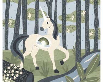 Unicorn Rainbow Art Print: Whimsical Nursery Wall Decor