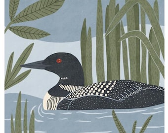 Common Loon Art Print: Audubon Style Lake House Decor