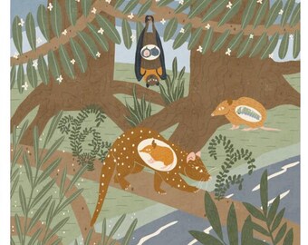 Daintree Rainforest Art Print: Australian Wildlife, Kids Room Decor