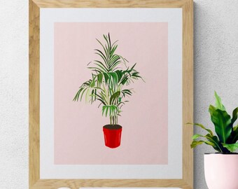 Tropical Plant Art Print Illustration Wall Art Colorful Houseplant Art Print Botanical Plant Art Digital Download Home Decor