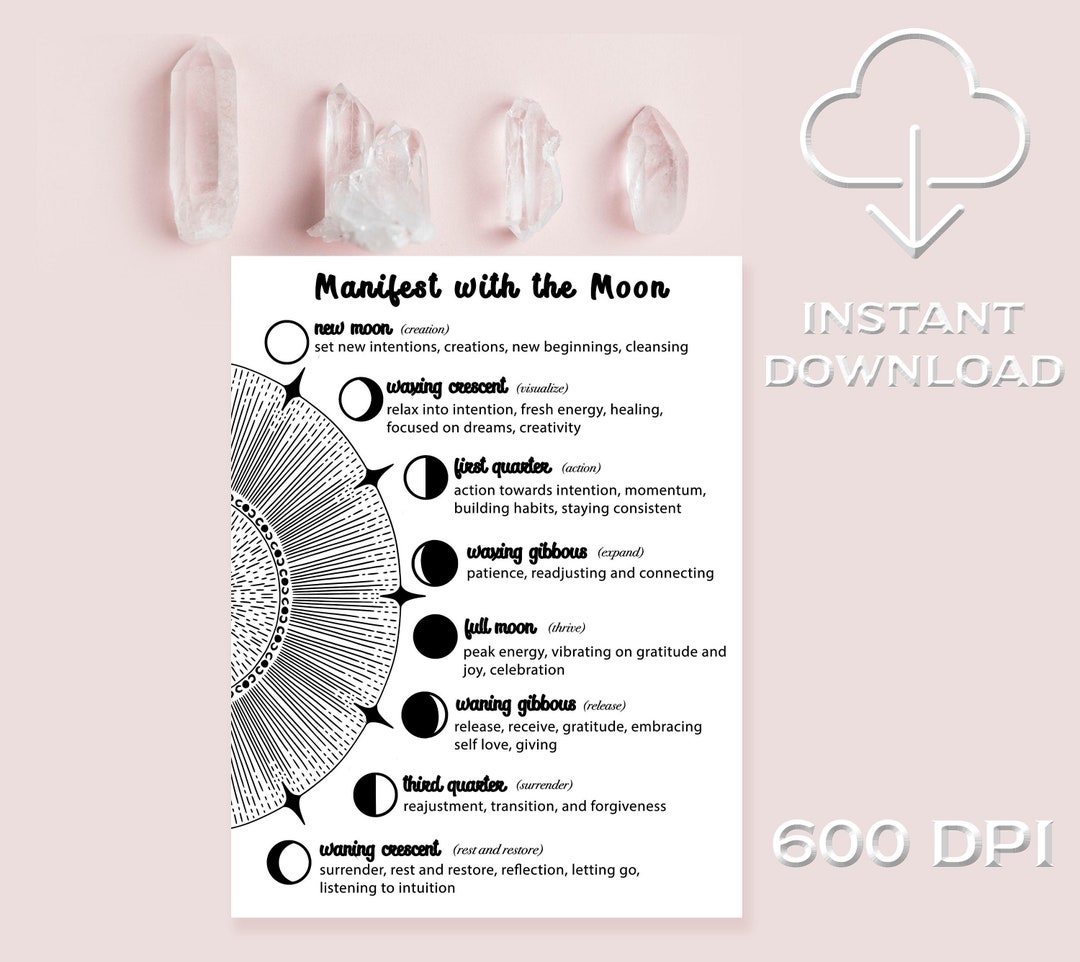 Moon Phase Print Manifesting With the Moon Printable Moon Poster Moon ...