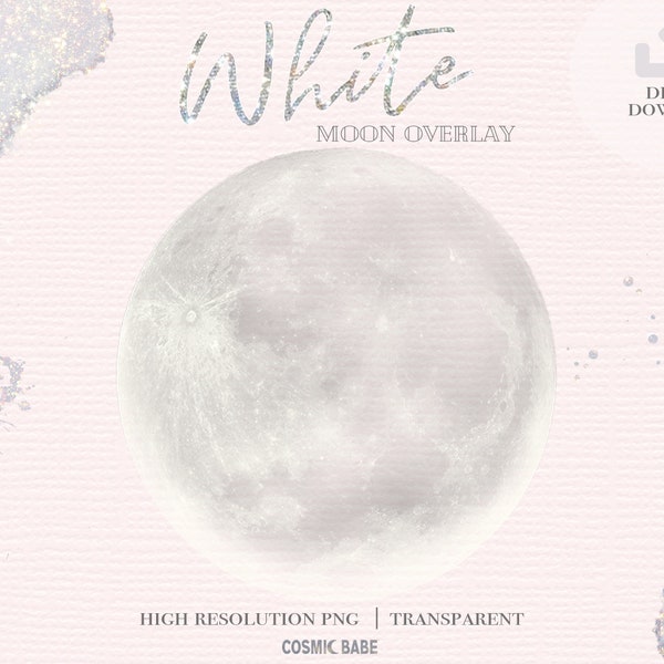 Moon Overlay | Clip Art Graphics PNG Format Instant Download | Full Moon | Commercial