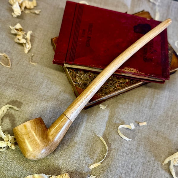Handmade Maple Gandalf Pipe: Long Stem Churchwarden, Lord of the Rings