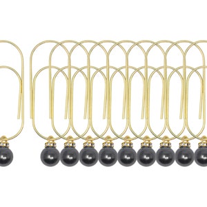 Set of 10 Dark Gray Black Pearl Gold Planner Paperclips Jumbo Size - Big Paper Clip - Page Marker - Luxury Planner Accessories Set