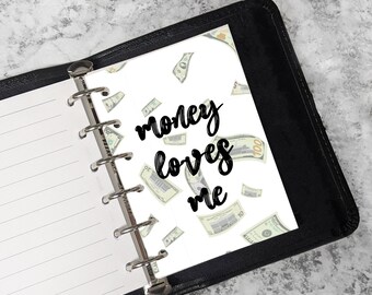 A5 Planner Dashboard: Money Loves Me Quote (PDF Printable)