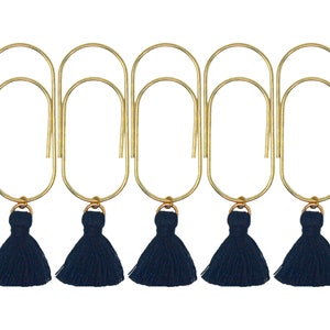 Set of Black Tassels Gold Planner Paperclips Jumbo Size - Big Paper Clip - Page Marker - Luxury Planner Accessories Set
