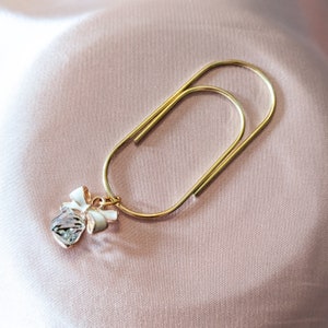 Clear Crystal White Bow Gift Box - Gold Planner Paperclip - Jumbo Size - Paper Clip - Planner Gift Idea Present - Luxury Accessories