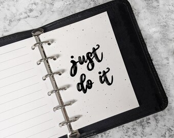 A5 Planner Dashboard: Minimalist 'Just Do It' Quote (PDF Printable)