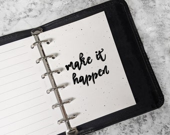 A5 Planner Dashboard: Minimalist 'Make It Happen' Quote (PDF Printable)