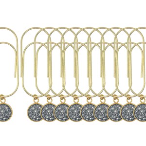 Set of 10 Gunmetal Silver Gold Planner Paperclips Jumbo Size - Big Paper Clip - Page Marker - Luxury Planner Accessories Set