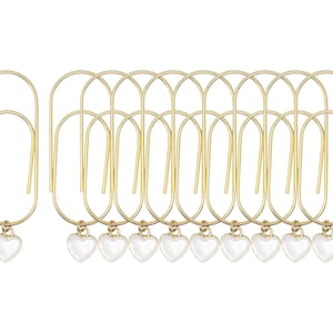 Set of 10 Heart White Gold Planner Paperclips Jumbo Size - Big Paper Clip - Page Marker - Luxury Planner Accessories Set
