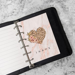 A5 Planner Dashboard: Leopard Herz, rosa Marmor (druckbare PDF)