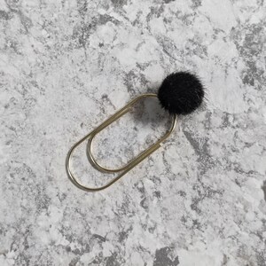 Black Pom Pom Gold Planner Paperclip Jumbo Size - Pompom Paper Clip - Page Marker - Luxury Planner Accessories