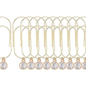 Set of 10 Crystal Drop Gold Planner Paperclips Jumbo Size - Big Paper Clip - Page Marker - Luxury Planner Accessories Set