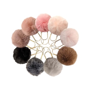 Set of 9 Pompom Gold Planner Paperclips Jumbo Wide - Paper Clip - Pom Pom Page Marker - Luxury Planner Accessories Set - Pink Black Gray