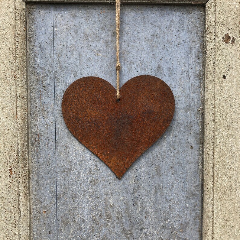 Flat Rusty Metal Heart Vintage Decoration Metal Heart Gift Etsy