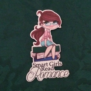 Chicas inteligentes leer romance vinilo die-cut pegatina, eReader, ordenador portátil, caso de teléfono, botella de agua, planificador, diario, rasguño, lágrima, resistente al agua