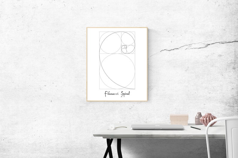 Fibonacci Spiral Wall Art Printable, Fibonacci Spiral Poster ...