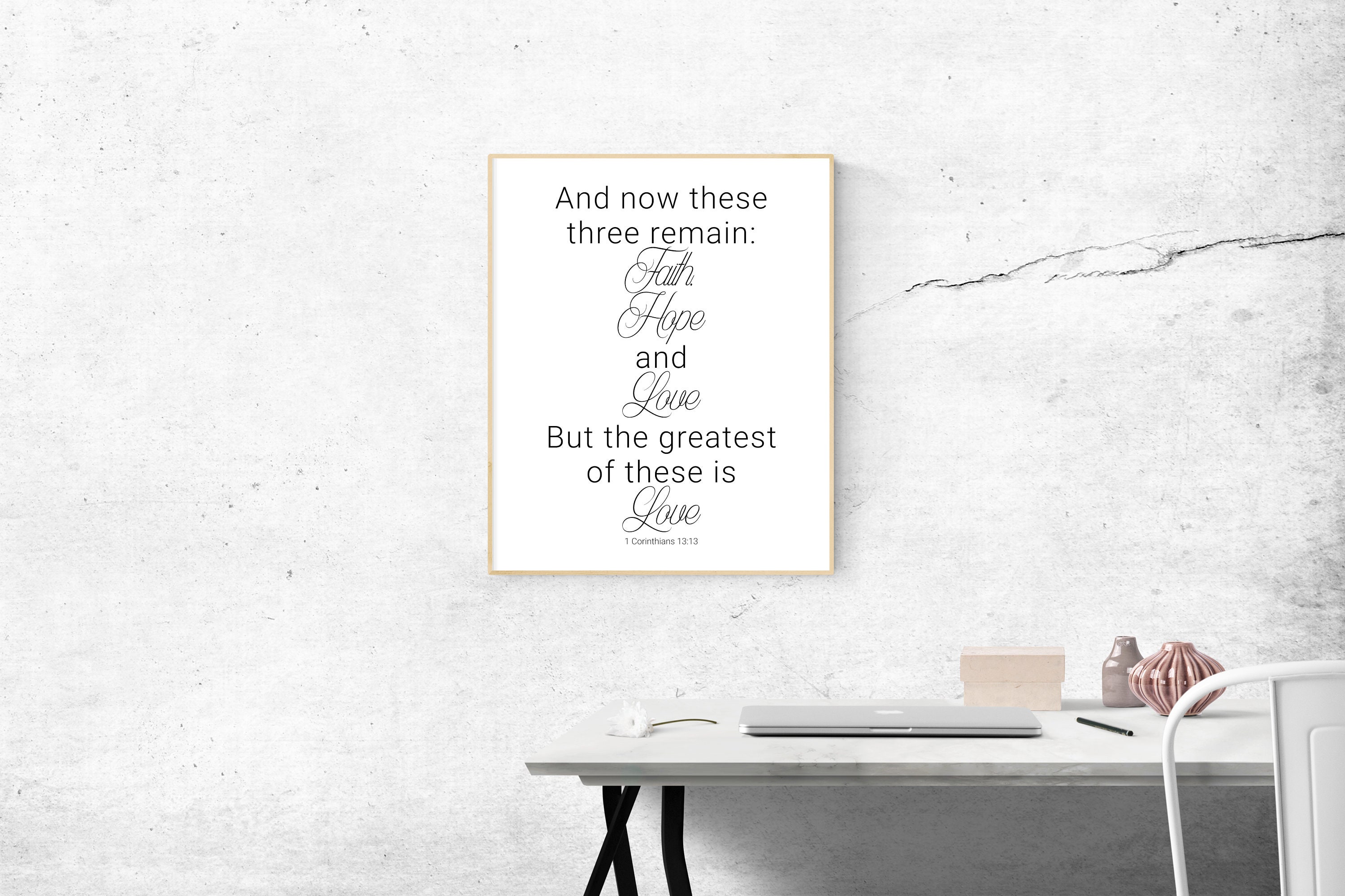 Faith Hope and Love Bible Verse Printable Wall Art, 1 Corinthians 13:13 ...