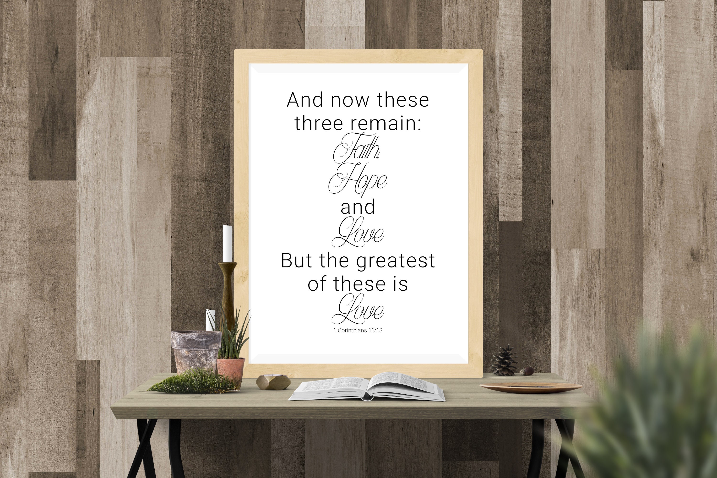 Faith Hope and Love Bible Verse Printable Wall Art, 1 Corinthians 13:13 ...