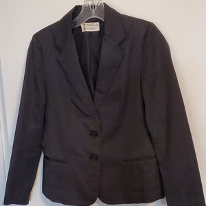 Vintage Women&#39;s Lightweight Cotton/Poly Black Blazer Size 5/6.